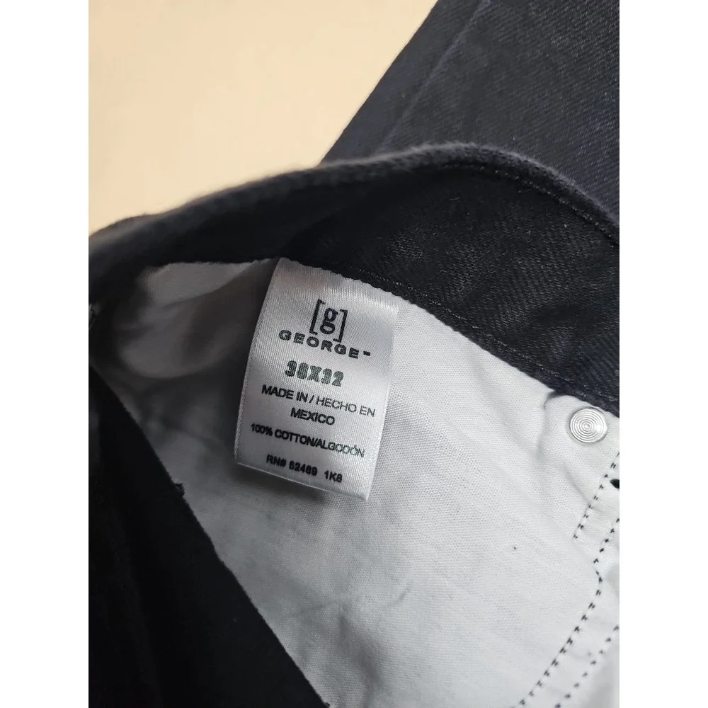 George Men's Black Denim Jeans Pants Regular‎ Size 38/32